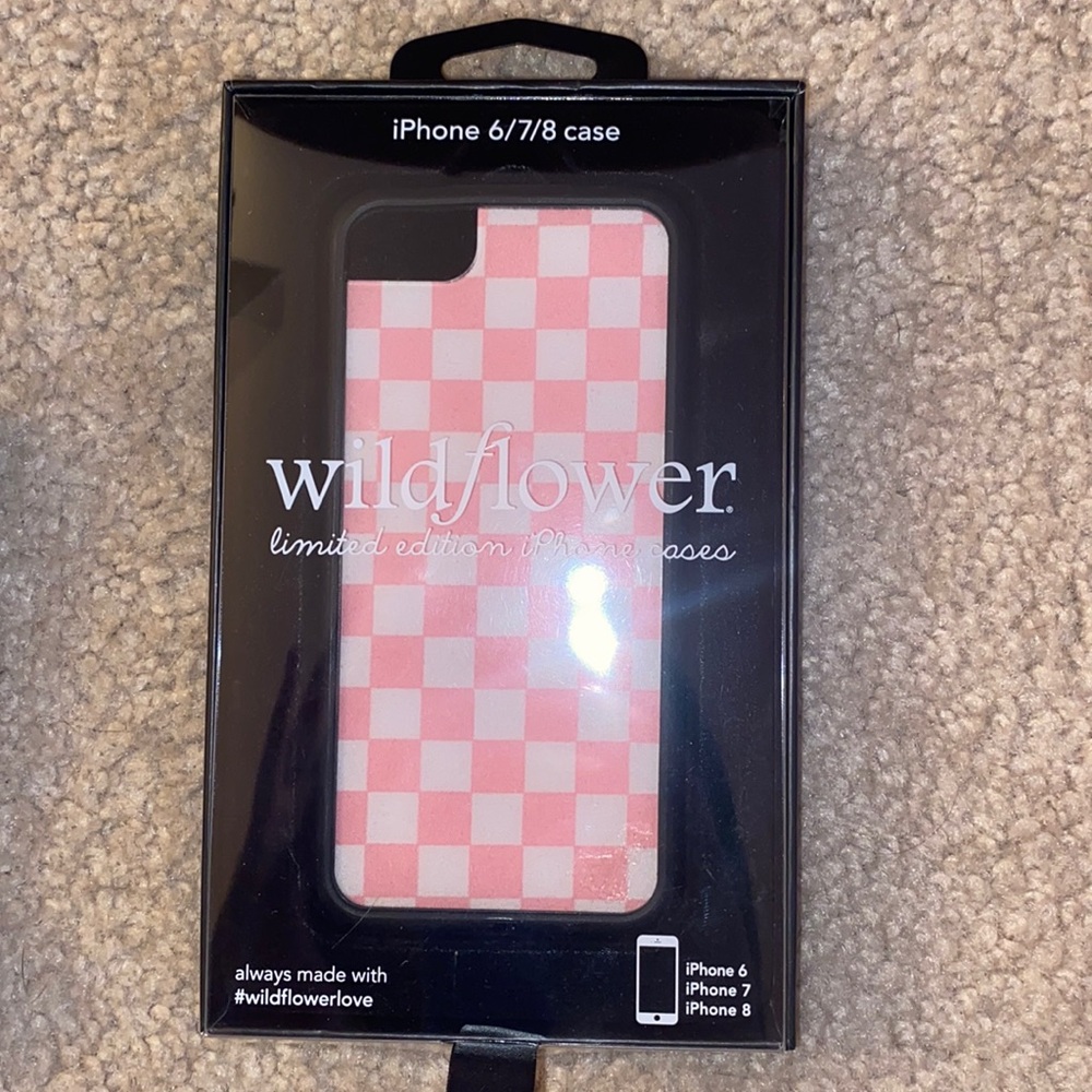 Wildflower pink & white checkered case